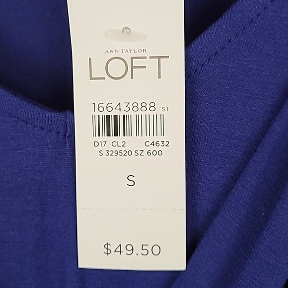 Loft Blue Jersey Knit Sleeveless Dress with Elasticized Waist. Size Small. NWT - Picture 7 of 9